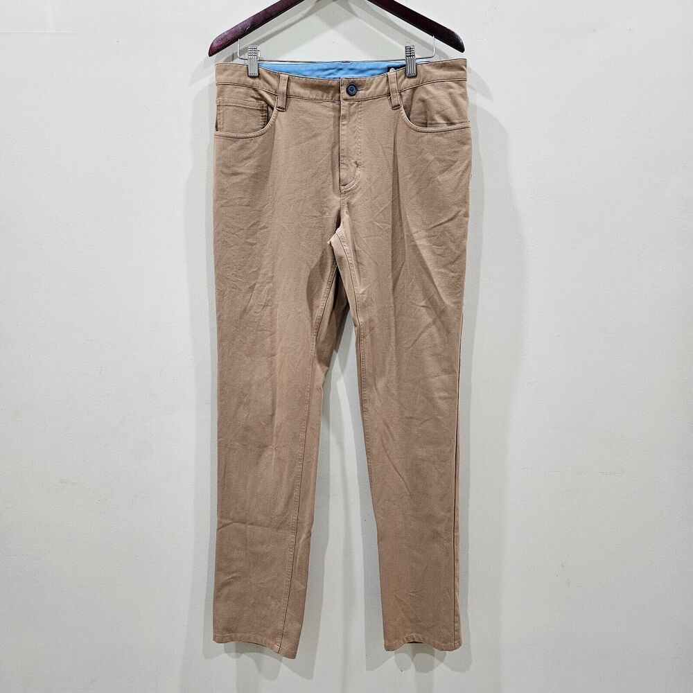 Sunswell Mens High Rise R&R Pants Size 35 Khaki Travel Cotton Blend Straight Leg